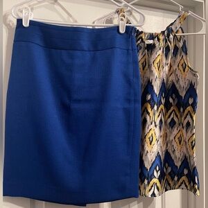 The Limited 2piece Combo. Size 2 Pencil skirt. XS satin tie neck Ikat blouse.